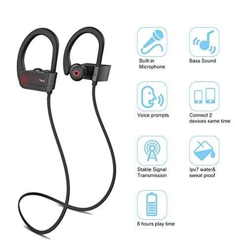 Bluetooth Kopfhörer,AceTend Bluetooth Kopfhörer V4.1 In Ear Wireless Sport Headset IPX7 Wasserschutz Ohrhörer mit Mikrofon für iPhone, iPad, Samsung und mehr