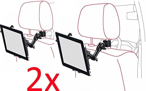 Infuu Holders 2 x Set 360 ° Car Headrest Mount Holder For Apple iPad 1 2 3 4 Air Galaxy Tab Tablet PC Laptop Car Rod Universal Carbon Design X2
