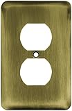 Franklin Brass 64111 Stamped Steel Round Single Duplex Outlet Wall Plate / Switch Plate / Cover, Antique Brass