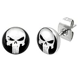 Timeless Treasures - Stainless Steel Punisher Stud Earrings - 7 mm Diameter (.27
