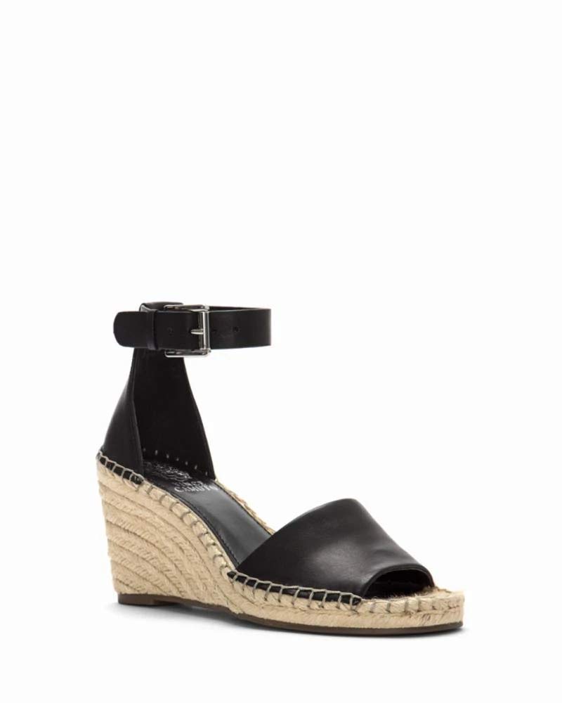 Vince Camuto Women’s Footwear Leera Espadrille Wedge Sandal, Black, 9.5 US