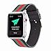 Stripe Woven Nylon Leather Band Strap Stylish Replacement Wristband Bracelet Compatible with 44mm 42mm Apple Watch Series 4/3/2/1 (Black Green Red)