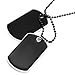 Powerful Army Style Double Dog Tag 2pcs Pendant Mens Necklace, Biker Adjustable 27 inch Black Chain