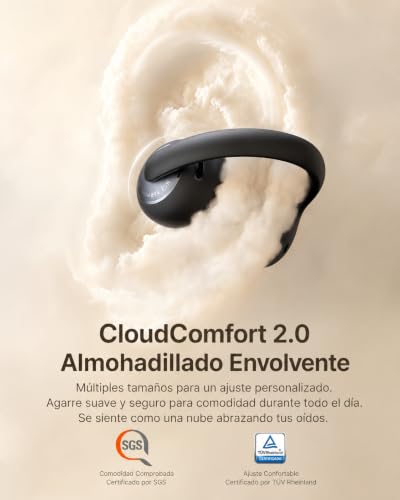Baseus Bowie MC2 Audífonos Inalámbricos Open Ear con Clip | CloudComfort 2.0, Audio Hi-Res con LDAC, Bluetooth 6.0, 4 Micrófonos con IA, IP67, Hasta 55 Horas de Batería, Negro