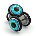 KONOV Mens Stainless Steel Evil Eye Stud Earrings, Blue Black