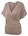J.TOMSON Women's Batwing Sleeve Surplice Wrap Front Top