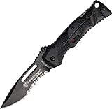 Smith & Wesson Black Ops SWBLOP2SMBS 5.9in S.S. Assisted Opening Knife with 2.6in Serrated Drop Point and Aluminum Handle for Outdoor, Tactical, Survival and EDC
