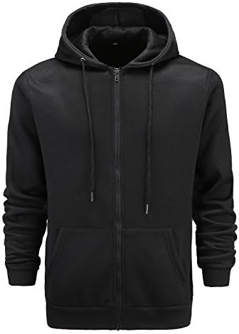 Venson Men's Outwear Long Sleeve Zip-up Fleece Hoodie Hooded Sweatshirt Jacket (X-Large, Black)
