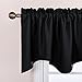 NICETOWN Window Blackout Valance for Bedroom - Home Decoration W52 x L18 Scalloped Valance Blackout Curtain Tier for Kids Bedroom/Living Room/Kitchen Window/Halloween Decor (Black, 1 Piece)
