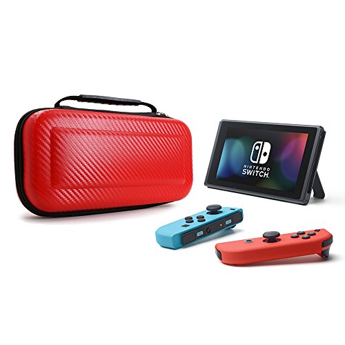 Nintendo Switch Deluxe Travel Carrying Case, YOUSHARES PU Large Capacity Waterproof Hard Shield Protective Case for Nintendo Switch Console with Joy-Con Controller 2017 (Red)