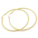 IDB Stainless Steel Big Hoop Earrings - Gold or Silver - 6 different sizes to choose from (Gold 1.9 inches (50mm))