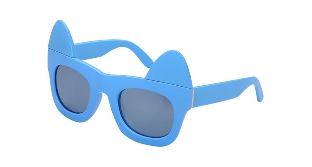 ChezAbbey Women's Removable Cat Ear Eye Sunglasses Blue Frames and