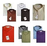 Fortino Landi Men's Cotton Blend Banded Collar Dress Shirt , 10+ Colors Available