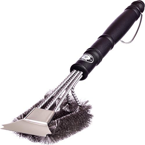 Alpha Grillers 18" Grill Brush With Scraper. Best BBQ Cleaner. Safe For All Grills. Durable &amp; Effective. Stainless Steel Wire Bristles And Stiff Handle. A Perfect Gift For Barbecue Lovers