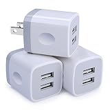 USB Wall Charger,Charging Adapter Embink 3-Pack 2.1A Dual Port USB Wall Charging Plug Block Travel Charger Cube Replacement for iPhone X 8/7/6 Plus,iPad,iPod,Samsung,LG,Android Phone