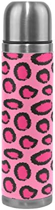 FENNEN Thermos Water Bottle Vacuum Flask Cup Leopard Tiger Skin Stainless Steel Double Walled Insulated Leak Proof Jug for 500ML Coffee Tea