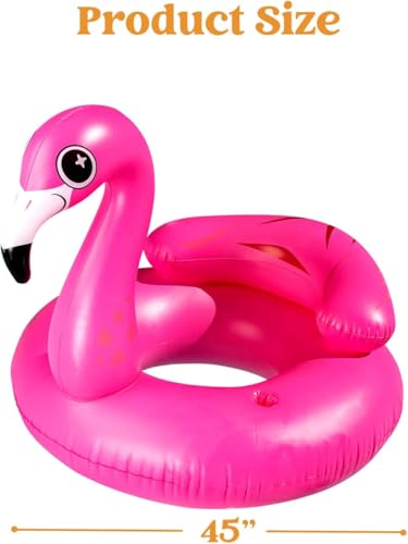 JOYIN 45"/112cm Fancy Inflatable Flamingo Float Float Water Pool Air Mattress with Refrigerator Toy for Water Parties Summer Party