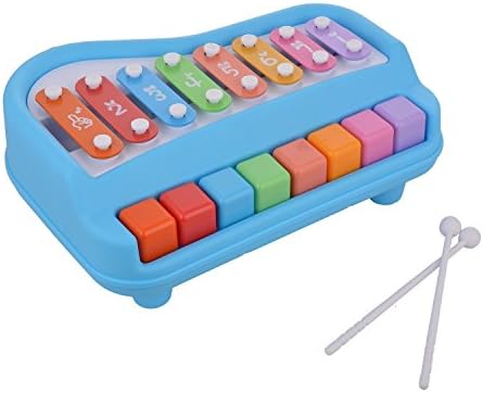 IndiPlay 2 in 1 Piano Xylophone for Kids, Educational Musical Instruments Toyset for Babies, Toddlers Preschoolers, 8 Key Scales in Clear and Crisp Tones with Music Cards Songbook Assorted Colors