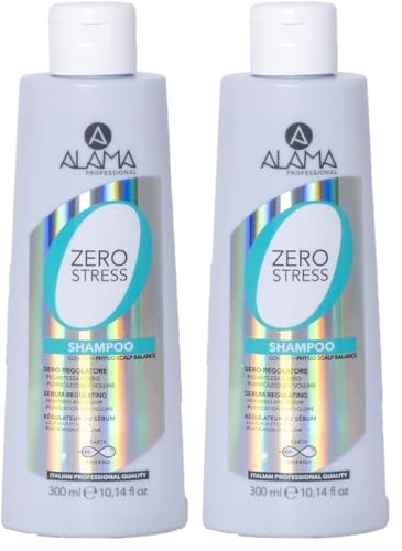 Alama Professional Alama | Zero Stress Seboregulator Shampoo für fettiges Haar, 300 ml (Packung mit 2)