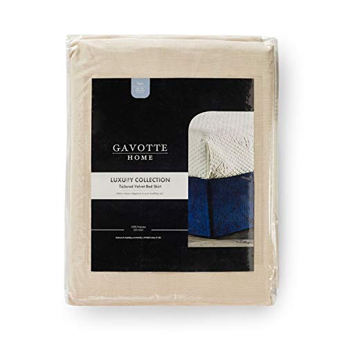 Tailored Velvet Bed Skirt with Split Corner 21 inch DropQueen , Cream