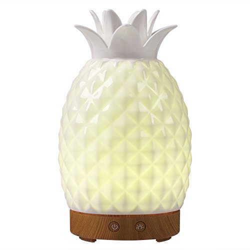 Essential Oil Diffuser -160ml Cool Mist Humidifiers -7 Color LED Night Lamps -Crafts Ornaments All in 1 is The Round Rich Upgrade Whisper-Quiet Ultrasonic Ceramics Pineapple Humidifiers US120V