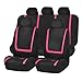 FH Group Full Set Car Seat Covers Unique Flat Cloth, Front Set and Solid Bench Cover with Gift, Easy to Install- Universal Fit for Cars Trucks and SUVs (Pink)