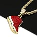 Mens 14k Gold Plated Hip Hop Retro 11 Gym Red Shoe Pendant 4mm 24