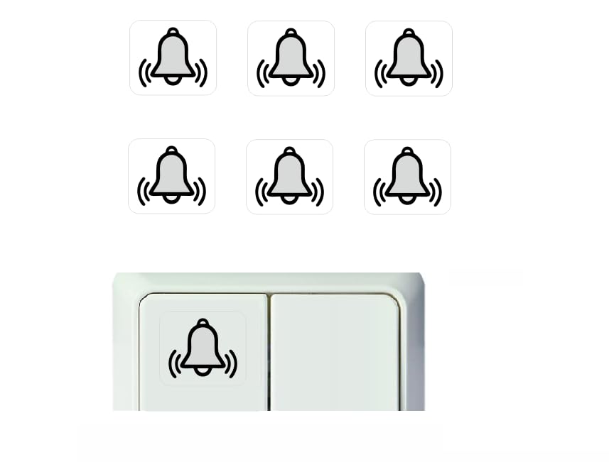 generisch Set of 6 Switch Sticker Set Bell Bell Symbol Switch Sticker R23/8 (15 x 15 mm)
