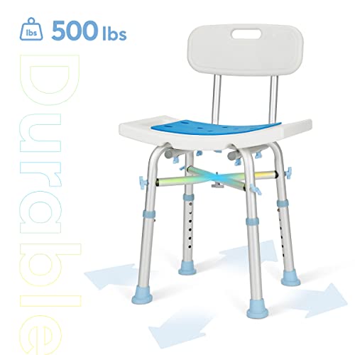 OasisSpace Heavy Duty Shower Chair with Back 500lb, EVA Padded Bath