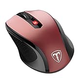 VicTsing MM057 2.4G Wireless Mouse Portable Mobile Optical Mouse with USB Receiver, 5 Adjustable DPI Levels, 6 Buttons for Notebook, PC, Laptop, Computer, MacBook - Red