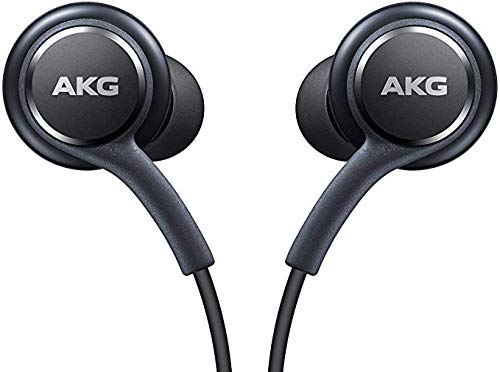 OEM ElloGear Earbuds Stereo Headphones for Samsung Galaxy S10 S10e Plus Cable - Designed by AKG - with Microphone and Volume Buttons (Black)