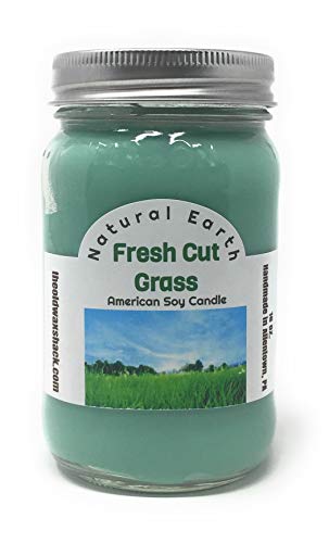 The Old Wax Shack Freshly Cut Grass - Soy Candle - 16 Oz. Mason Jar