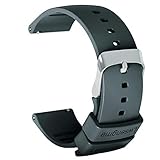 Lwsengme Silicone Watch Replacement Band with Quick Release-Choose Color & Width (20mm,22mm) & Length-Soft Rubber Watch Strap (Grey, 20mm)
