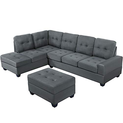 Merax Sectional Sofa with Chaise and Ottoman 3Piece Sofa for Living