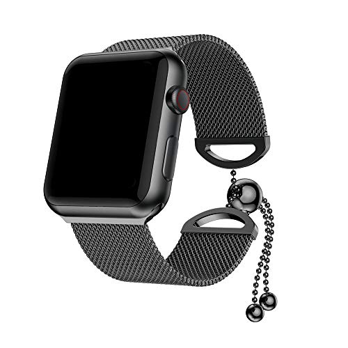 Buyeverything for Apple Watch 40mm Bands - Milanese Stainless Steel Bracelets Replacement Band Adjustbable Metal Wristband Straps Accessories for Apple Watch Series 4 40mm Women Men (Black)