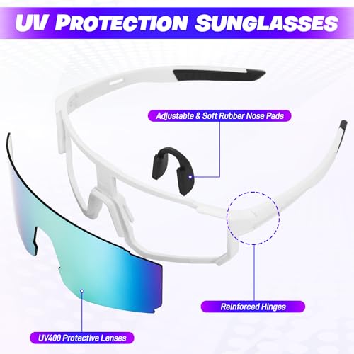 Starvortex 2 Pieces UV400 Men's Cycling Glasses, Polarized Sports Glasses, Super Light TR90 MTB Running Glasses, Ideal for Biking, Running, Fishing, Trekking and Climbing (2 Colors)
