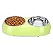 Luase Pet Dog Bowl Food Water Dish Feeder Stainless Steel Feeder Pet Dog Double Bowls(Medium, Green)