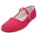 AimTrend Women's Cotton Mary Jane Ballerina Ballet Flats Shoes Fuchsia-10