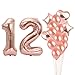 ZSNWGZ Sweet 12th Birthday Decorations Party Supplies,Rose Gold Number 12 Balloons,12th Foil Mylar Balloons Latex Balloon Decoration,Great 12th Birthday for Girls,Women,Men,Photo Props
