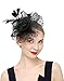 Czioe Flower Cocktail Tea Party Headwear Feather Fascinators Top Hat for Girls and Women (1-a-black)