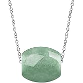 NewZenro Handmade Green Jade Choker Neaklace for Women S925 Sterling Silver Grade a Natural Jadeite Pendant Chain Necklace Hypoallergenic Fashion Jewelry for Her 17''