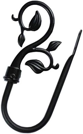SweetGift One Pair Exquisite Curtain Holdbacks Window Decorative Curatin Hook Drapery European Leaf Wall Hanger (Black)