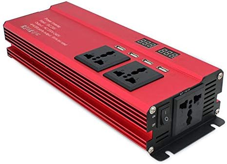 Leaftree Car Power Inverter,Continuous 1200W Dc12/24V to Ac220V Solar Power Inverter Converter USB Output for Car Inverter-Red 24-220V