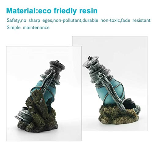 boxtech Poly Resin Lighthouse Aquarium Decoration - Artificial Decor Lamp House Baby Fish Hiding Fun Tank Aqurium Ornament Landscaping - Thumbnail 3