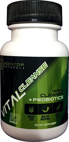Bodycor™ VitalCleanse Herbal Detox + Probiotics (Sample 10 Capsules), All Natural Supplement for Healthy Weight Loss, Eliminate Excess Waste and Toxins, Boost Metabolism, Rejuvenate and Energize