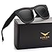 LUENX Polarized Sunglasses Classic Mens UV 400 Protection Black Lens Matte Black Frame 58MM with Case