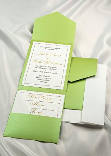 All-in-One Pocket Invitation Kit - Lime Green Elegance - Pack of 20