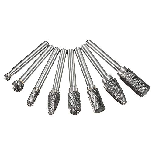 NXKang 8 X 1/4''Double Cut Carbide Rotary Burr Shank File Power Tools Double Cut Set for Drilling, Engraving