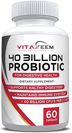 Probiotic Supplement by Vitaxeem-Advanced Strength Natural Immunity Support-Eases Digestive Discomfort, Boosts Weight Loss-Patented Release Technology-For Women, Men, Kids-USA Made-60 Veggie Caps