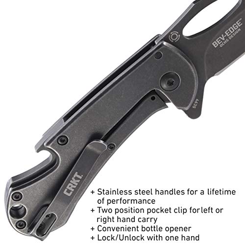 CRKT BevEdge EDC Folding Pocket Knife Everyday Carry, Black Modified